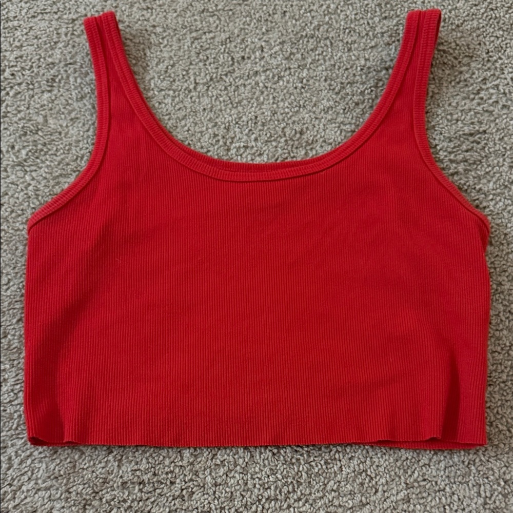 Wild Fable Bright Red Ribbed Crop Top